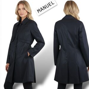 MANUEL Made in Italy Vintage Real Fur Detachable Liner Trench Coat In Black Sz 8